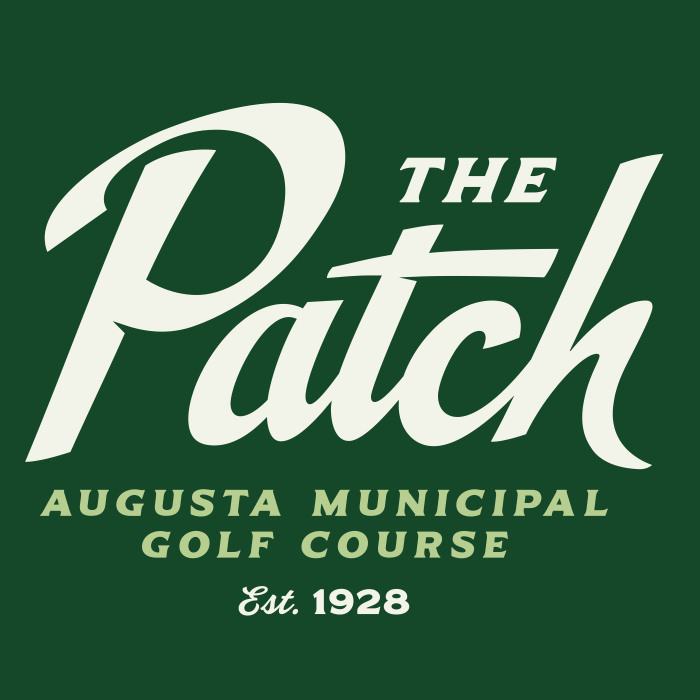 The Patch primary mark, cream script above letterspaced capitals on green