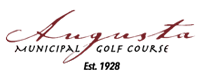 Augusta Municipal Golf Course mark, maroon script above letterspaced capitals