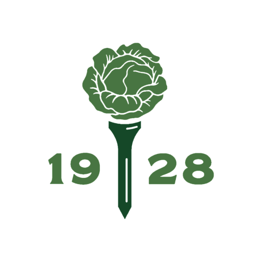 The Patch secondary mark, a head of cabbage on a golf tee flanked by 19 and 28